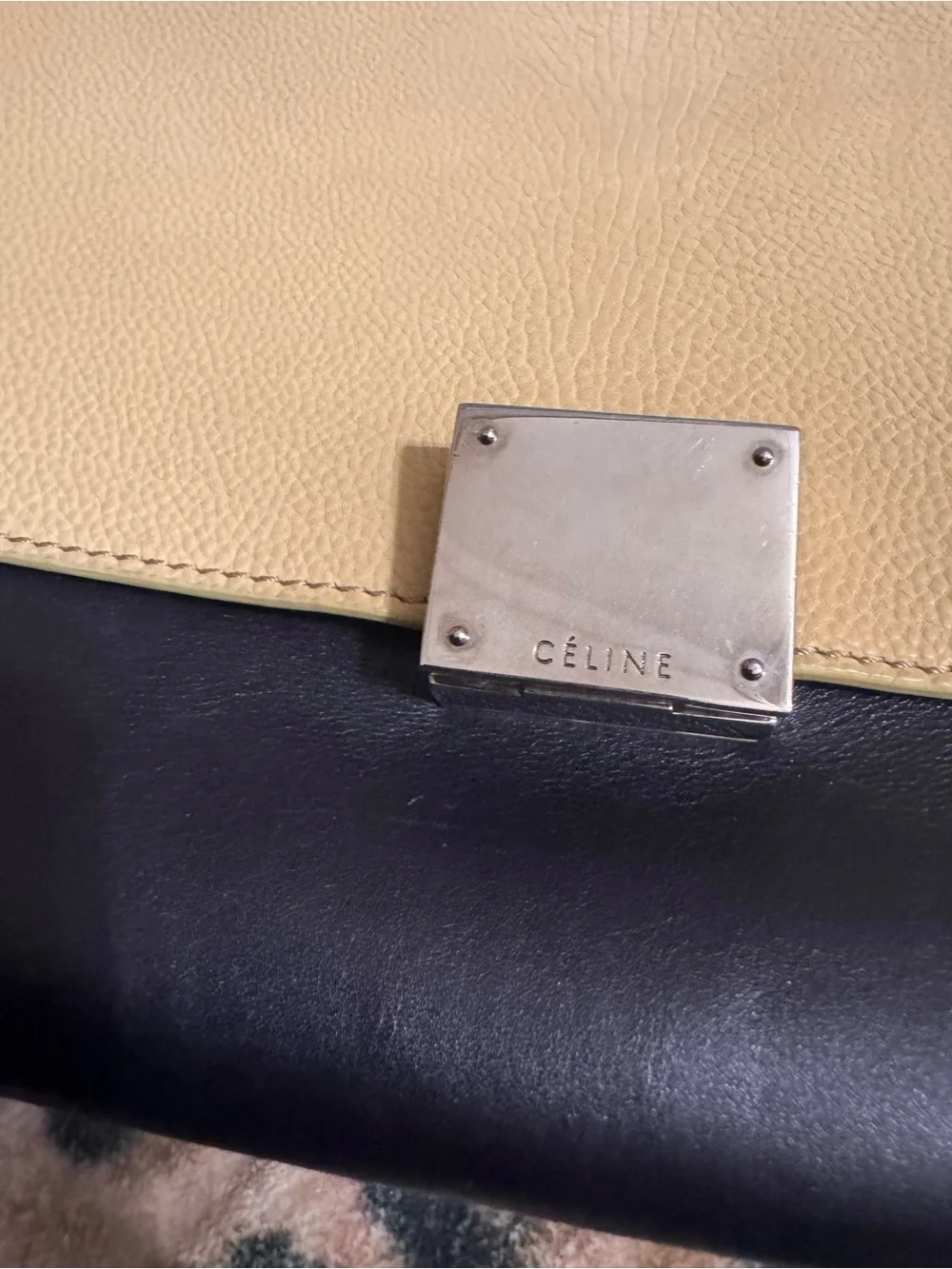 Celine Tricolor Trapeze Bag - Beige, Black & White